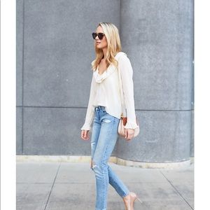 Anine Bing Nude Ruffled Blouse